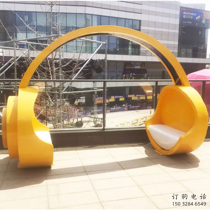 戶外耳機雕塑廠家 噴漆小品 現(xiàn)代不銹鋼耳機雕塑廠