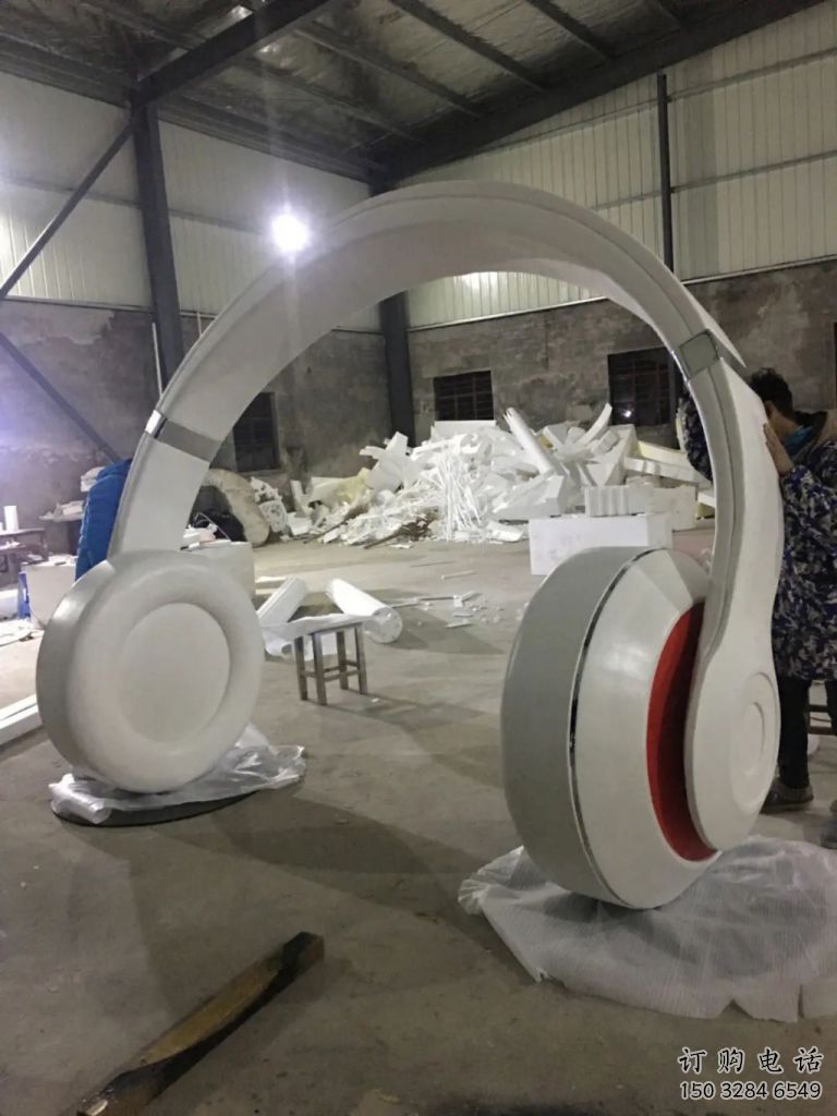 幾何耳麥雕塑廠家 創意小品 歐式不銹鋼耳麥雕塑廠