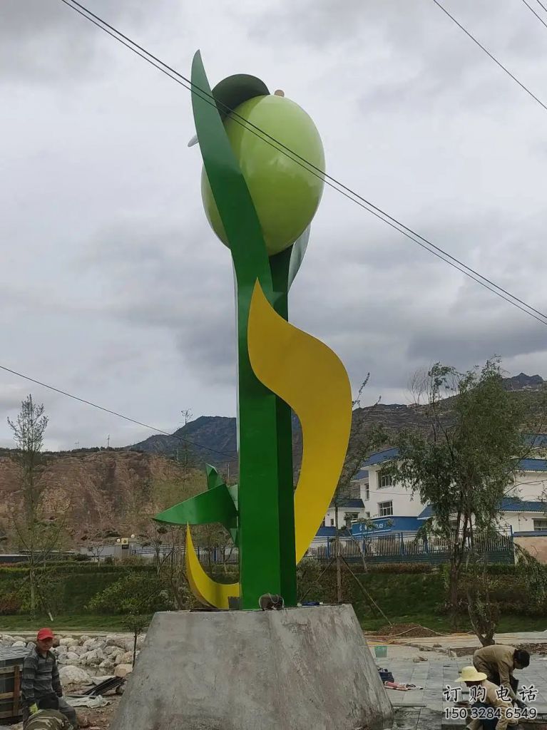 戶外果樹雕塑廠家 噴漆廣場小品 大型不銹鋼果樹雕塑廠