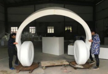 街道耳機雕塑廠家 抽象現代擺件 中式不銹鋼耳機雕塑廠