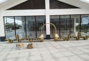 大型商場耳麥雕塑廠家 創意擺件 抽象不銹鋼耳麥雕塑廠