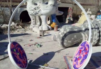 異形耳麥雕塑廠家 現代公園小品 廣場不銹鋼耳麥雕塑定制