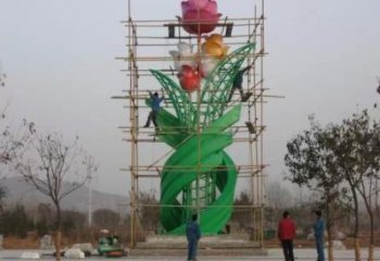 異形果樹雕塑廠家 現(xiàn)代公園小品 創(chuàng)意不銹鋼果樹雕塑定制