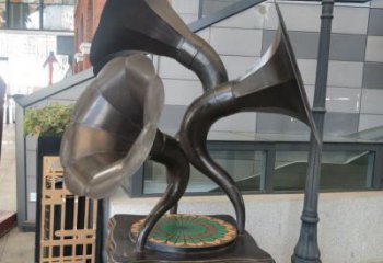 廣場留聲機雕塑廠家 現代小品 異形不銹鋼留聲機雕塑廠