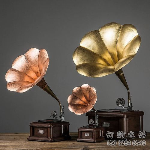 酒店留聲機雕塑廠家 抽象公園小品 音樂不銹鋼留聲機雕塑廠