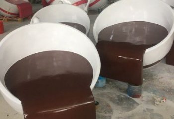 廣場咖啡杯雕塑廠家 彩繪抽象小品 戶外咖啡杯雕塑廠