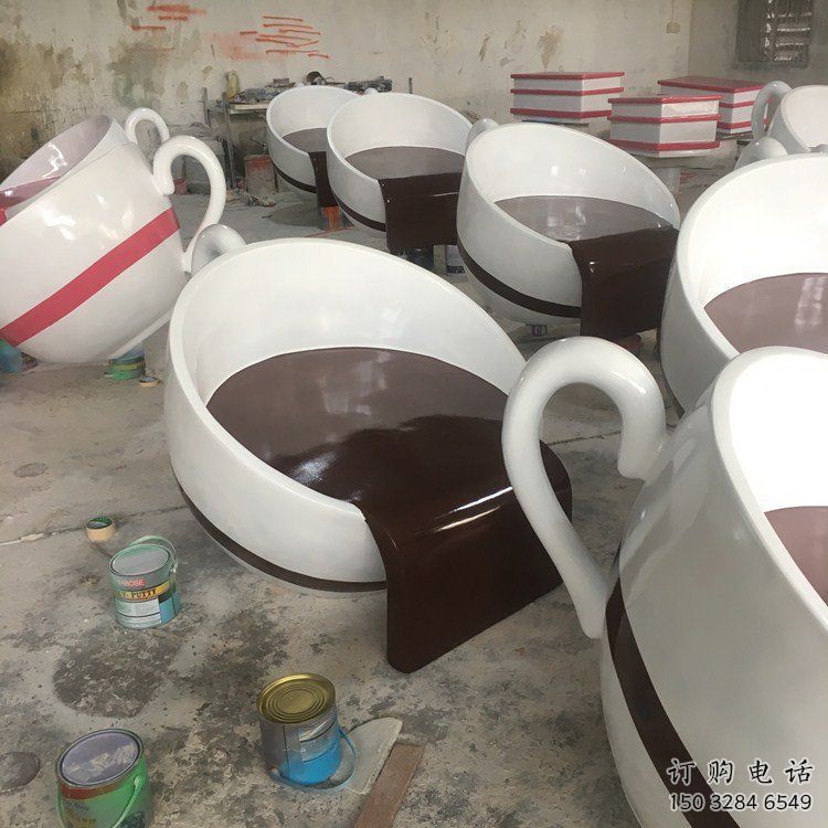 幾何咖啡杯雕塑廠家 廣場小品 現代咖啡杯雕塑價格