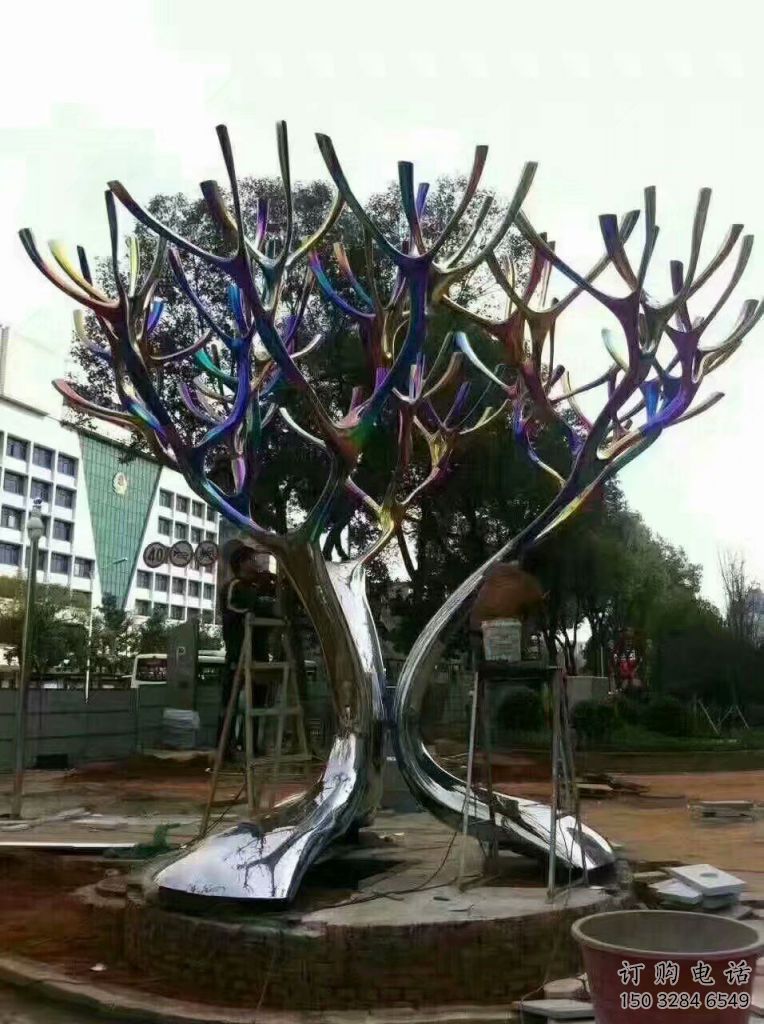 異形花傘雕塑廠家 現代小品 廣場不銹鋼花傘雕塑定制