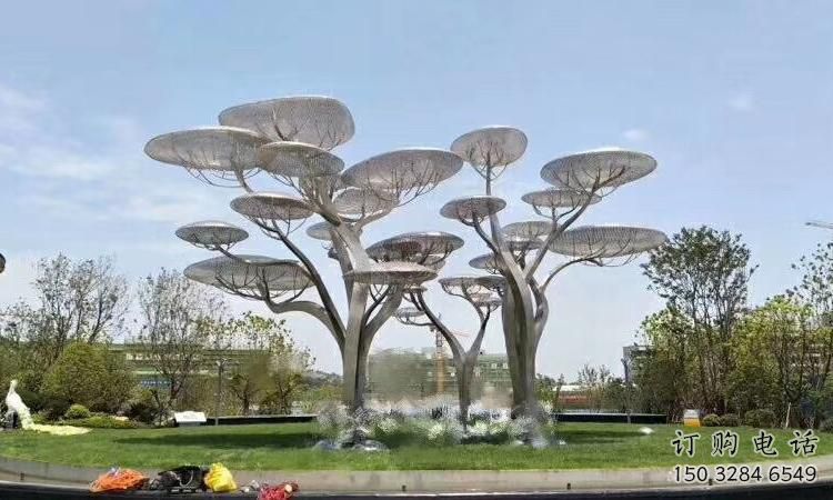 鏡面花傘雕塑廠家 大型擺件 鏤空不銹鋼花傘雕塑制作