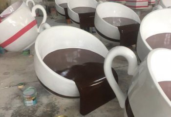 幾何咖啡杯雕塑廠家 廣場小品 現(xiàn)代咖啡杯雕塑價格