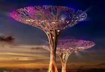 抽象花傘雕塑廠家 現(xiàn)代小品 燈光不銹鋼花傘雕塑廠