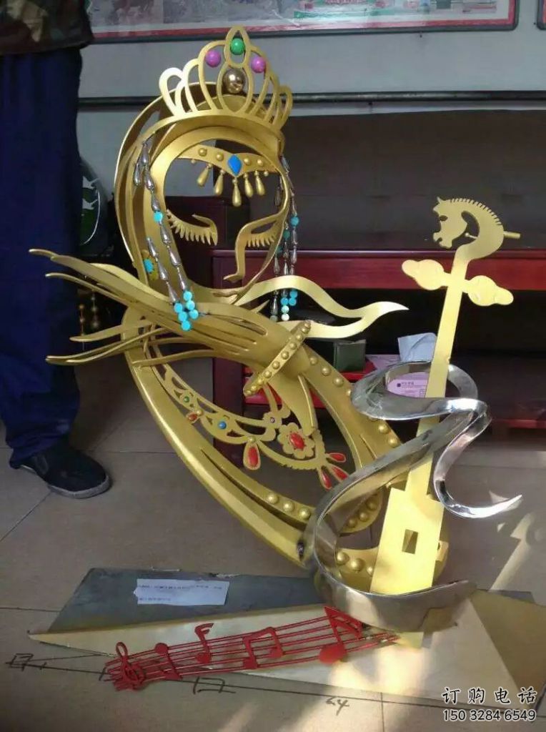 現代皮影雕塑廠家 大型別墅區擺件 鏤空皮影雕塑廠