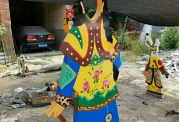 廣場皮影戲雕塑廠家 彩繪烤漆小品 大型皮影戲雕塑制作