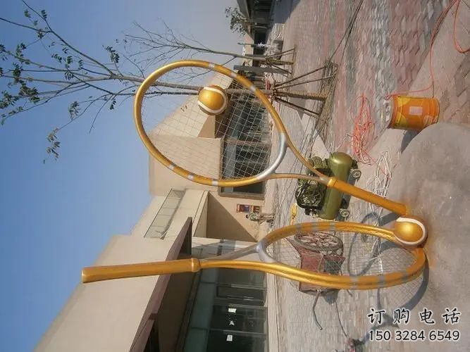 抽象網球拍雕塑廠家 鍍金小品 公園不銹鋼網球拍雕塑廠