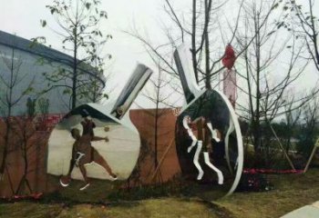 現(xiàn)代乒乓球拍雕塑廠家 大型別墅區(qū)擺件 抽象不銹鋼乒乓球拍雕塑廠