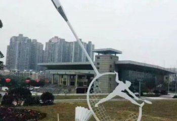 烤漆網(wǎng)球拍雕塑廠家 鋼管體育小品 戶外不銹鋼網(wǎng)球拍雕塑廠