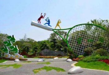 鏤空網(wǎng)球拍雕塑廠家 園林小品 廣場不銹鋼網(wǎng)球拍雕塑廠