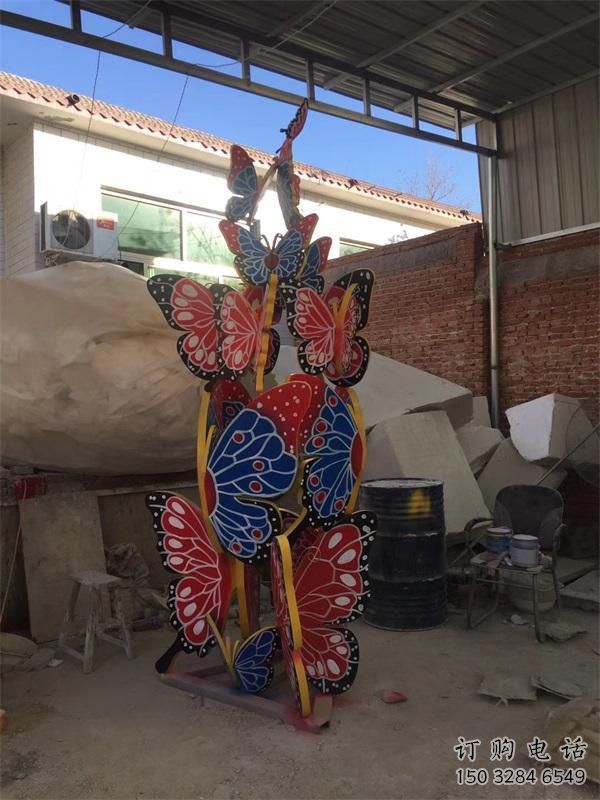 創意蝴蝶樹雕塑廠家 烤漆小品 公園不銹鋼蝴蝶樹雕塑廠