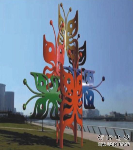 異形蝴蝶樹雕塑廠家 現代鏤空小品 幾何不銹鋼蝴蝶樹雕塑廠