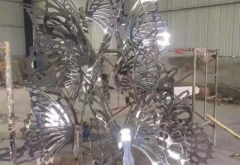 鏤空蝴蝶樹雕塑廠家 園林小品 大型不銹鋼蝴蝶樹雕塑廠