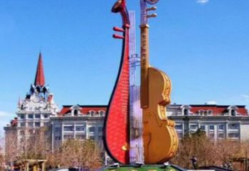 烤漆琵琶雕塑廠家 創意小品 戶外不銹鋼琵琶雕塑廠