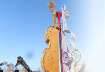 拉絲琵琶雕塑廠家 鏤空創意擺件 別墅區不銹鋼琵琶雕塑廠