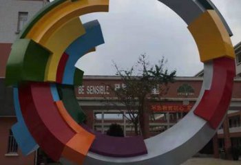 創意彩虹雕塑廠家 現代小品 公園不銹鋼彩虹雕塑廠
