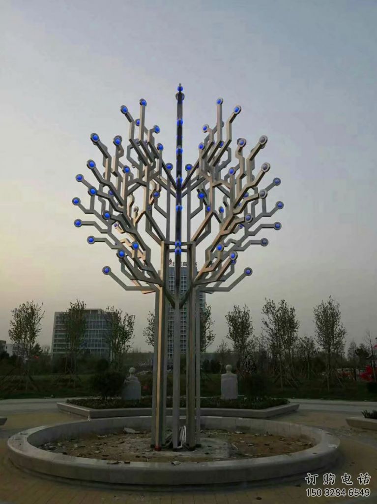 異形白樺樹雕塑廠家 現(xiàn)代公園小品 戶外不銹鋼白樺樹雕塑廠