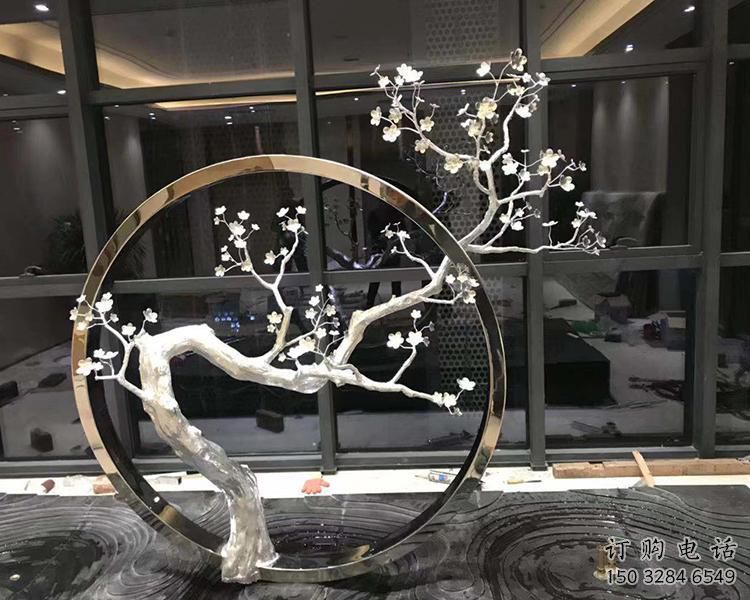 烤漆梅花雕塑廠家 鏤空小品 大型不銹鋼梅花雕塑廠