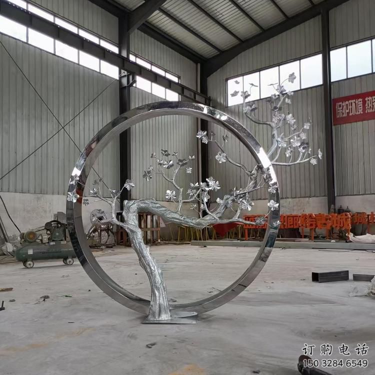 廣場梅花雕塑廠家 公園抽象小品 鏡面不銹鋼梅花雕塑廠
