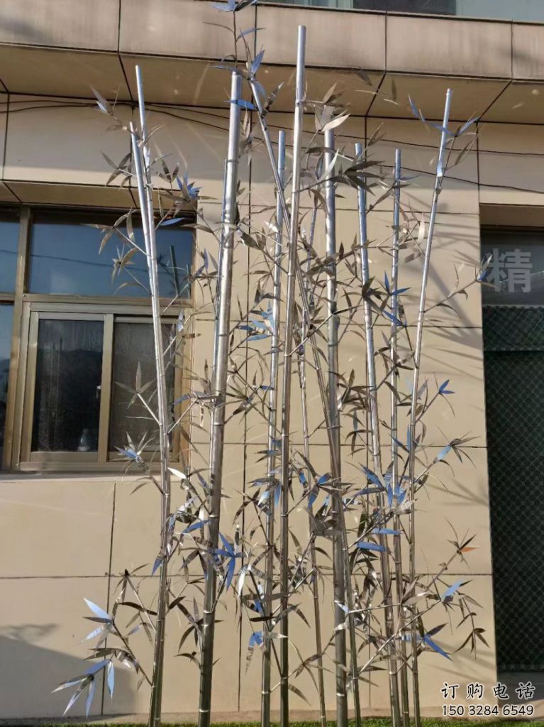 創(chuàng)意竹子雕塑廠家 鏡面小品 公園不銹鋼竹子雕塑廠
