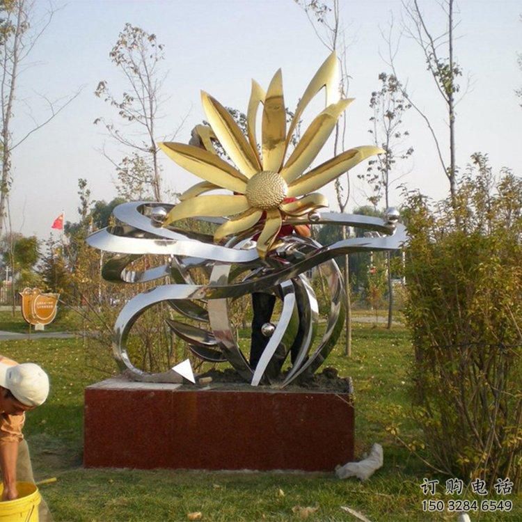 異形菊花雕塑廠家 現代公園小品 廣場不銹鋼菊花雕塑廠
