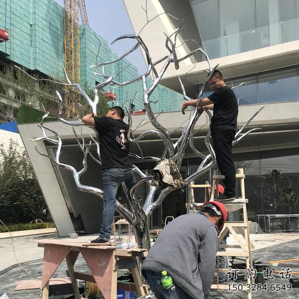 戶外樹枝雕塑廠家 噴漆小品 創意不銹鋼樹枝雕塑廠