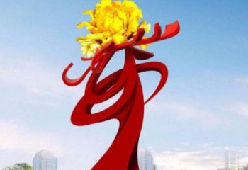 現代菊花雕塑廠家 大型別墅區擺件 烤漆不銹鋼菊花雕塑廠