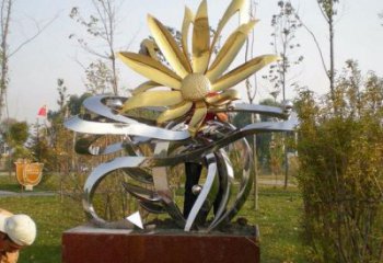 廣場菊雕塑廠家 戶外創(chuàng)意小品 仿真不銹鋼菊雕塑廠