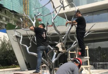 戶外樹枝雕塑廠家 噴漆小品 創意不銹鋼樹枝雕塑廠