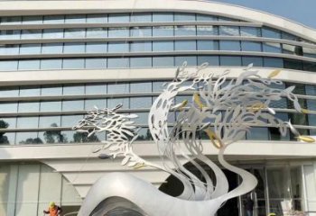 烤漆樹葉子雕塑廠家 公園噴漆小品  戶外不銹鋼樹葉子雕塑廠