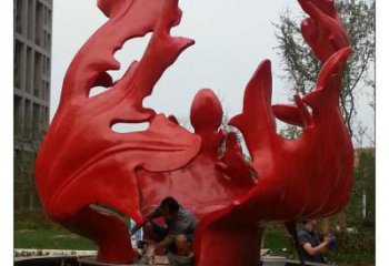 噴漆樹葉子雕塑廠家 中式公園小品 草地不銹鋼樹葉子雕塑廠