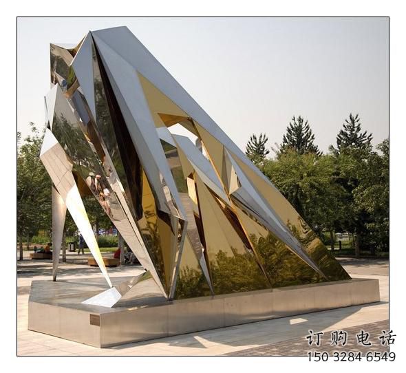 中式竹葉雕塑廠家 鏡面公園小品 游樂場不銹鋼竹葉雕塑廠