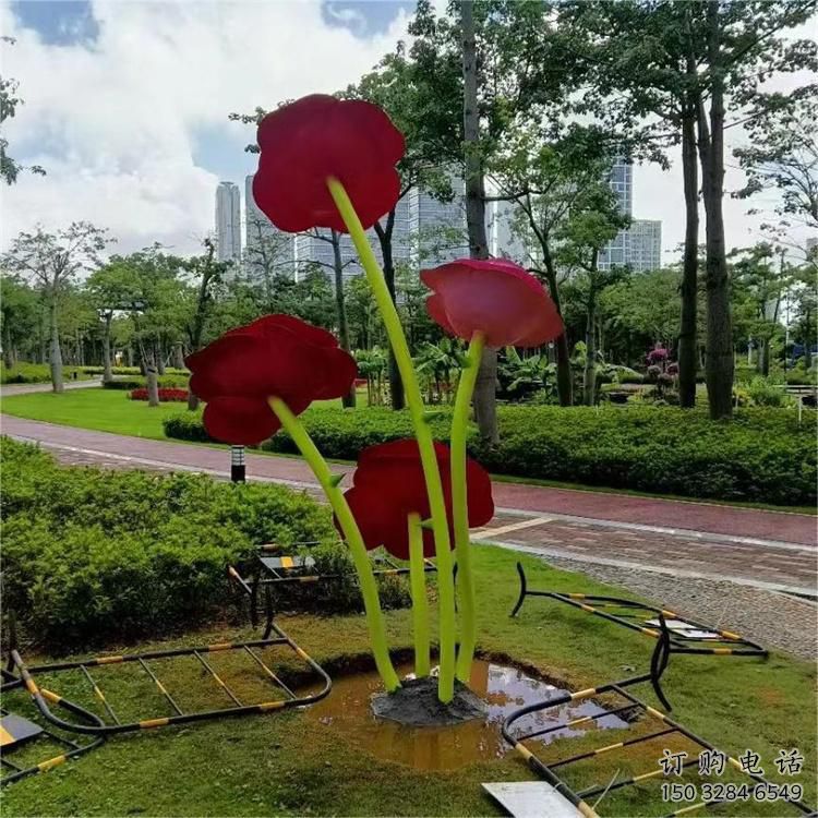 房地產玫瑰雕塑廠家 烤漆擺件 鍛造不銹鋼玫瑰雕塑廠