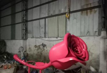 大型商場(chǎng)玫瑰花雕塑廠家 仿真擺件 烤漆不銹鋼玫瑰花雕塑廠