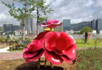 抽象玫瑰花雕塑廠家 烤漆小品 戶外不銹鋼玫瑰花雕塑工廠