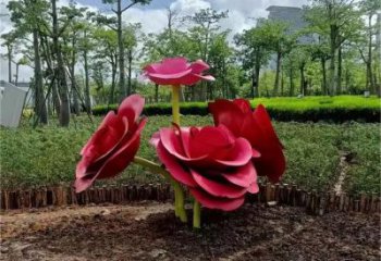 幾何玫瑰雕塑廠家 公園小品 戶外不銹鋼玫瑰雕塑廠