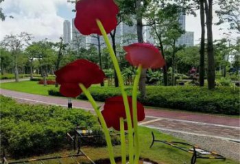 房地產玫瑰雕塑廠家 烤漆擺件 鍛造不銹鋼玫瑰雕塑廠