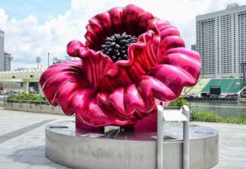 電鍍玫瑰雕塑廠家 園林擺件 抽象不銹鋼玫瑰雕塑價格