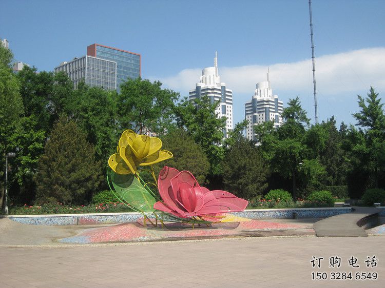 抽象月季雕塑廠家 鏤空烤漆小品 戶外不銹鋼月季雕塑廠