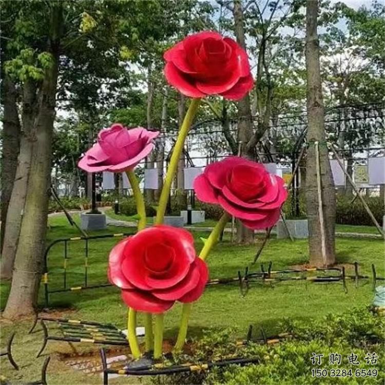 異形月季雕塑廠家 現代公園小品 廣場不銹鋼月季雕塑廠