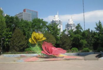 抽象月季雕塑廠家 鏤空烤漆小品 戶外不銹鋼月季雕塑廠