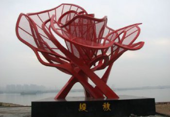 戶外月季雕塑廠家 噴漆小品 鏤空不銹鋼月季雕塑生產(chǎn)