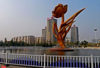 房地產月季雕塑廠家 烤漆擺件 鍛造不銹鋼月季雕塑廠